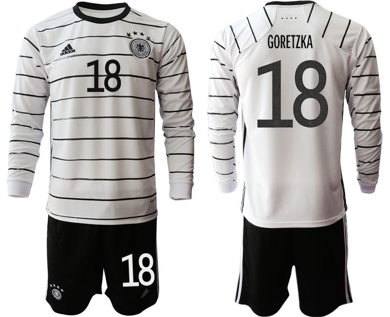 Men 2021 World Cup National Germany home long sleeve #18 white Soccer Jerseys->->Soccer Country Jersey